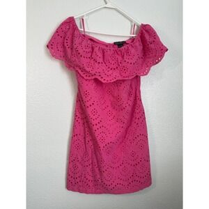 Jessica Howard Pink Eyelet Lace Off The Shoulder Ruffle Mini Dress Womens